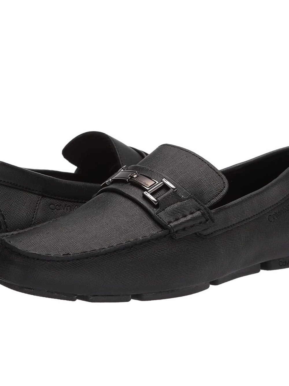 Men's Black Leather Calvin Klein Bit Loafers